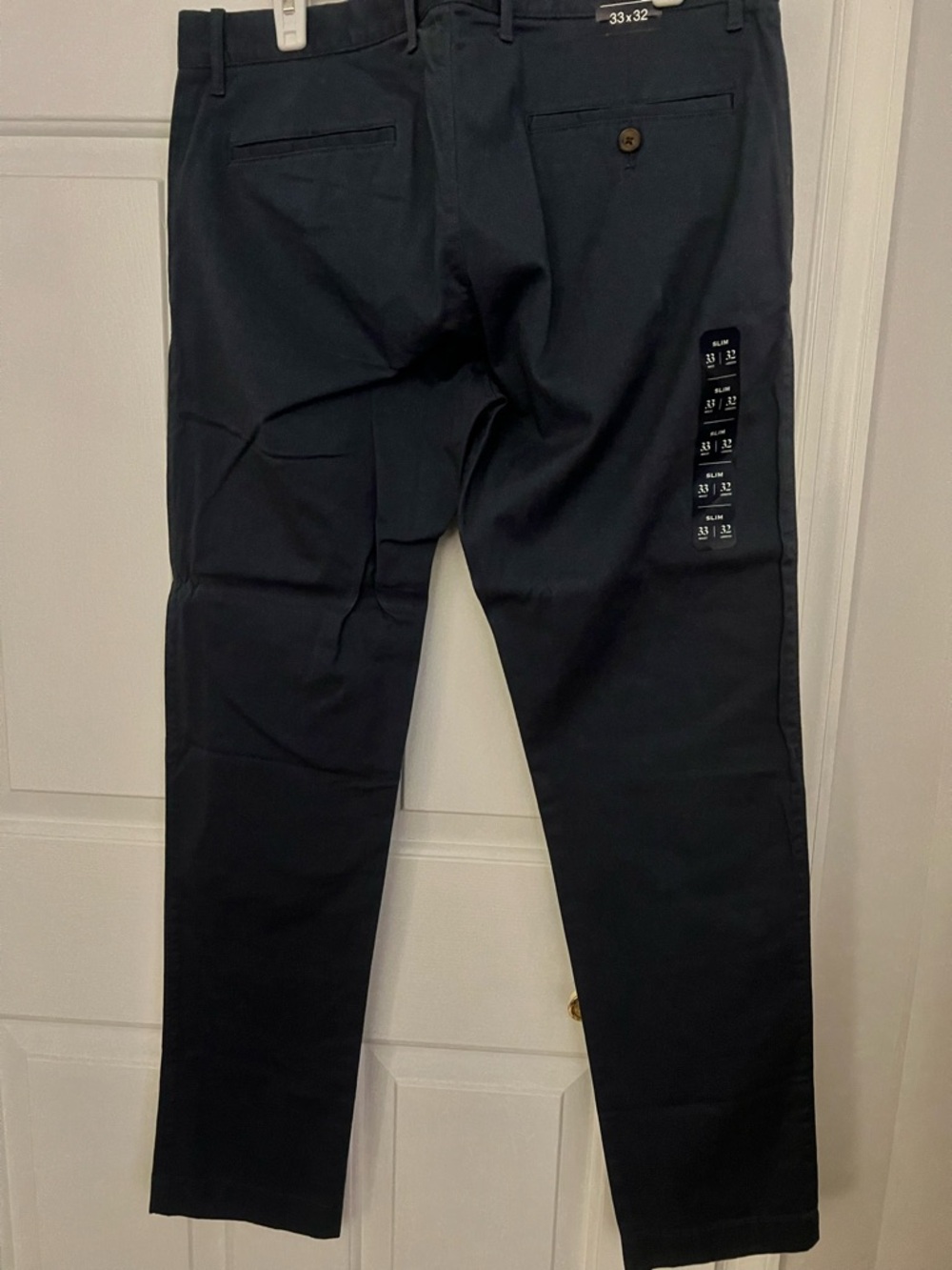 Men's Classic Straight Chino Pants - Navy Slim 33x32